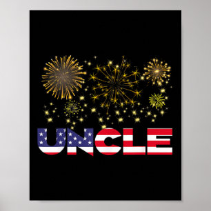 Happy New Year 2025 Uncle American Flag Family Fir Poster