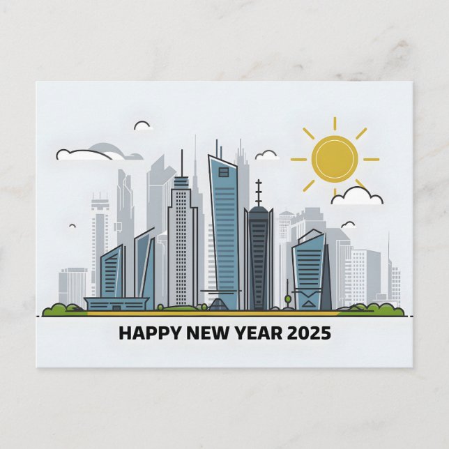 Happy New Year 2025 with Colourful text Holiday Postcard (Front)