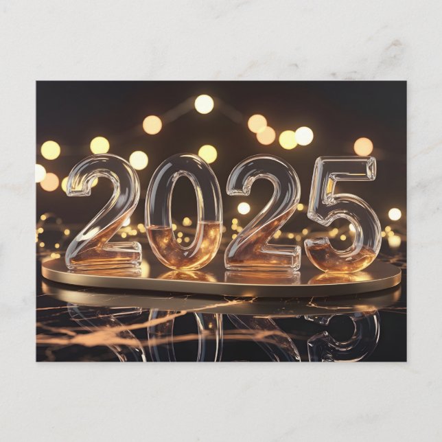 Happy New Year 2025 with Colourful text Holiday Postcard (Front)
