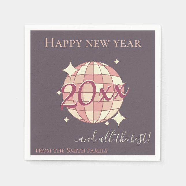 Happy new year 2025 year's eve pink party decor napkin (Front)
