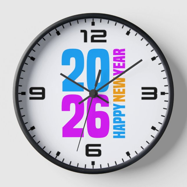 Happy New Year 2026-34568 Clock (Front)