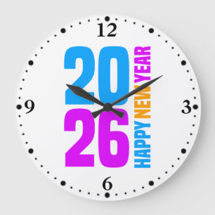 Happy New Year 2026-34568 Large Clock