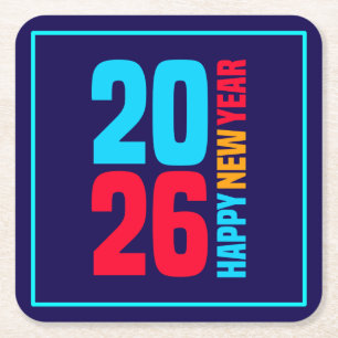 Happy New Year 2026-34568 Square Paper Coaster