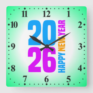 Happy New Year 2026-34568 Square Wall Clock