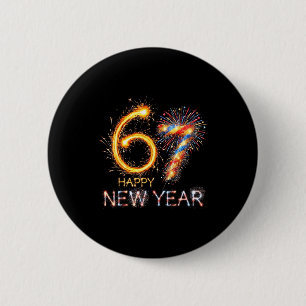 Happy New Year 2026 67th Bday Fireworks Number 67 6 Cm Round Badge