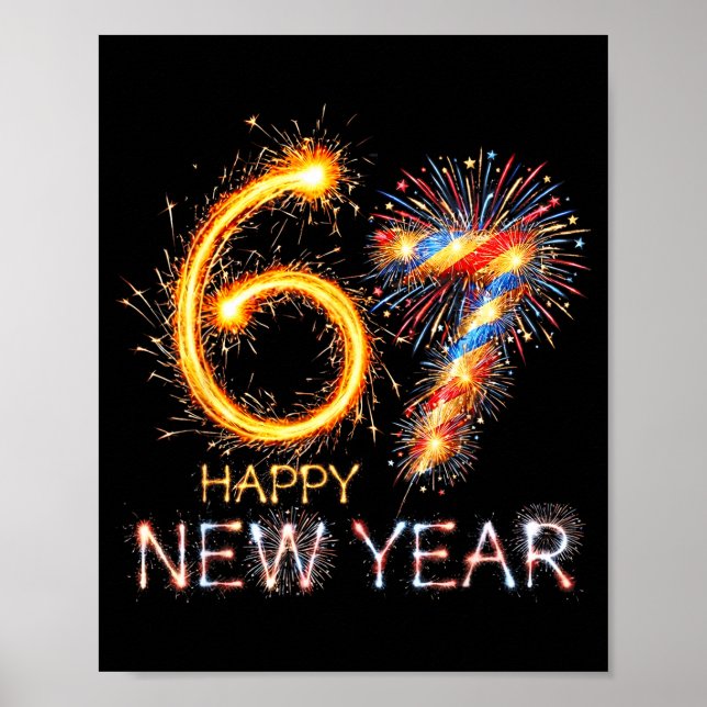 Happy New Year 2026 67th Bday Fireworks Number 67  Poster (Front)
