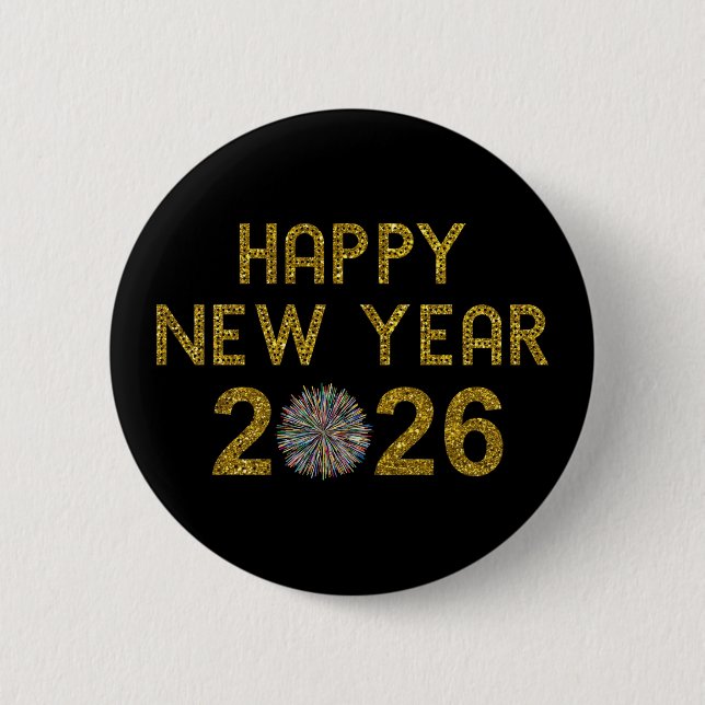 Happy New Year 2026 6 Cm Round Badge (Front)
