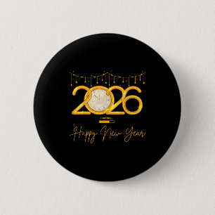 Happy New Year 2026 6 Cm Round Badge
