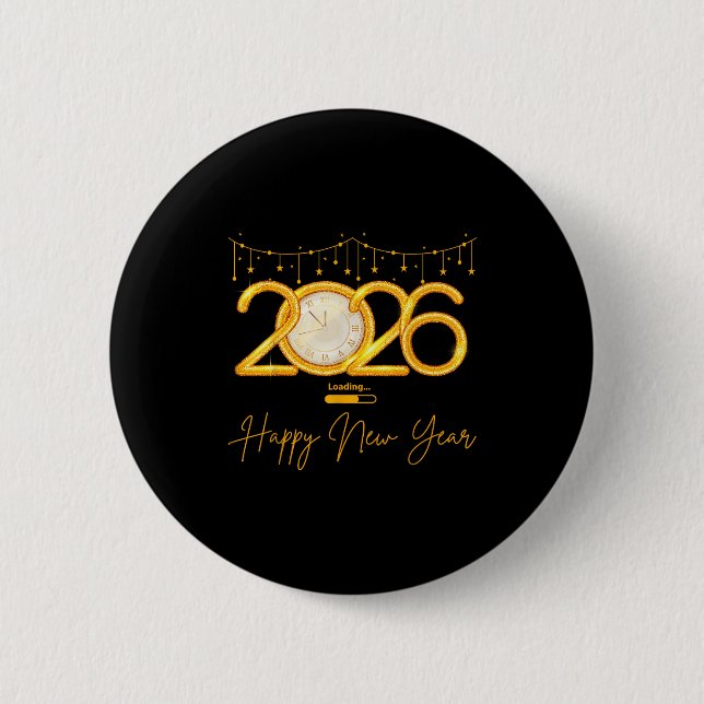 Happy New Year 2026  6 Cm Round Badge (Front)