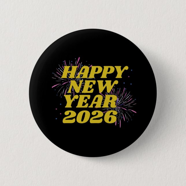 Happy New Year 2026 6 Cm Round Badge (Front)