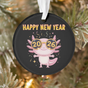 Happy New Year 2026 Axolotl  Cute Party Ornament