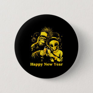 Happy New Year 2026 Bigfoot Alien Lovers New Years 6 Cm Round Badge