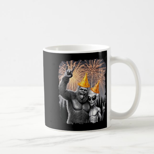 Happy New Year 2026 Bigfoot Alien Lovers New Years Coffee Mug (Right)
