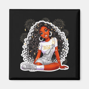 Happy New Year 2026 Black Girl Magic Melanin Magnet