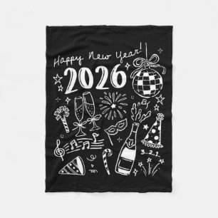 Happy New Year 2026 Bow Funny Fleece Blanket