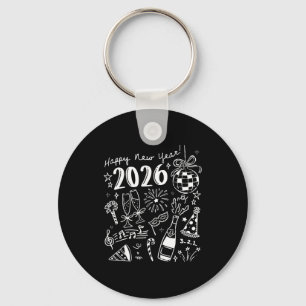 Happy New Year 2026 Bow Funny  Key Ring