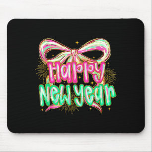 Happy New Year 2026 Brushstroke Coquette Firework  Mouse Pad
