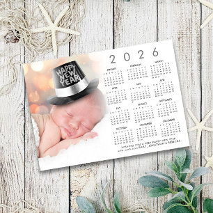 Happy New Year 2026 Calendar Custom Photo Holiday Card