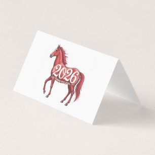 Happy New Year 2026 Card Red Horse Illustration