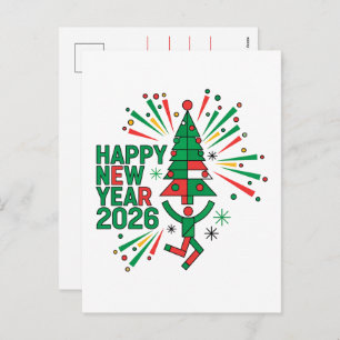 Happy New Year 2026 Celebration Holiday Postcard