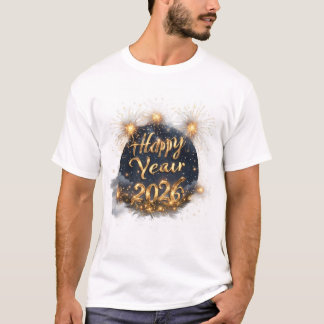 Happy New Year 2026 Celebration - Modern Gold T-Shirt