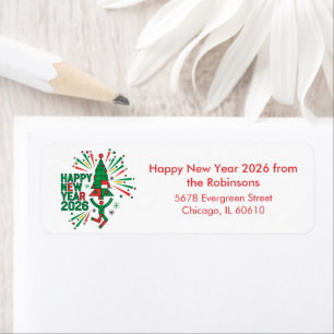 Happy New Year 2026 Celebration Return Address Label