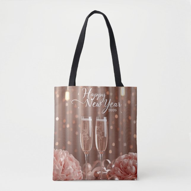 happy new year 2026 champagne elegant tote bag (Front)