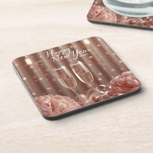 happy new year 2026 champagne sparkle coasters