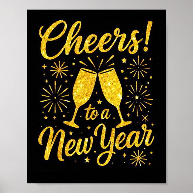 Happy New Year 2026 Cheers To A New Year Fireworks Poster (Front)