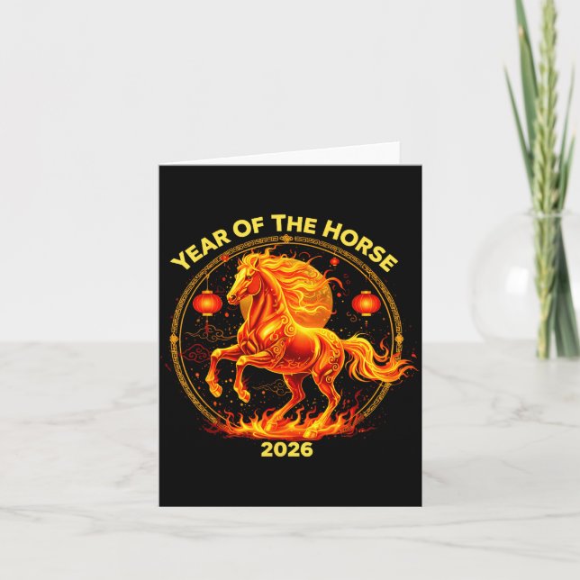 Happy New Year 2026 Chinese New Year Horse Zodiac  Card (Front)