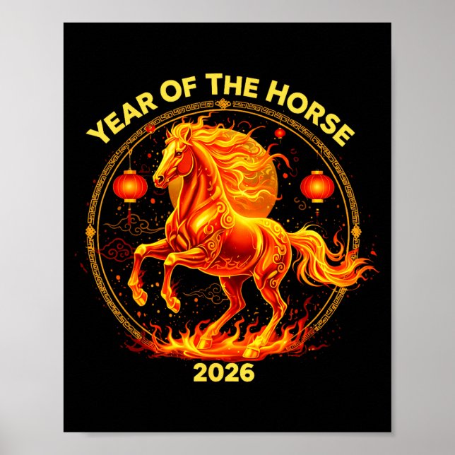 Happy New Year 2026 Chinese New Year Horse Zodiac  Poster (Front)