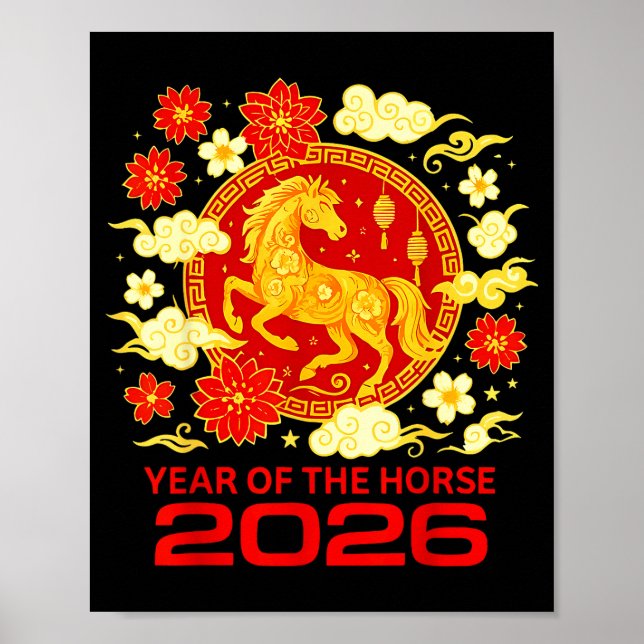 Happy New Year 2026 Chinese New Year Horse Zodiac  Poster (Front)