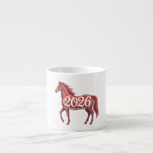 Happy New Year 2026 Chinese Red Horse  Espresso Cup