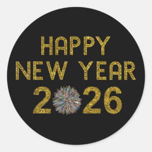 Happy New Year 2026 Classic Round Sticker