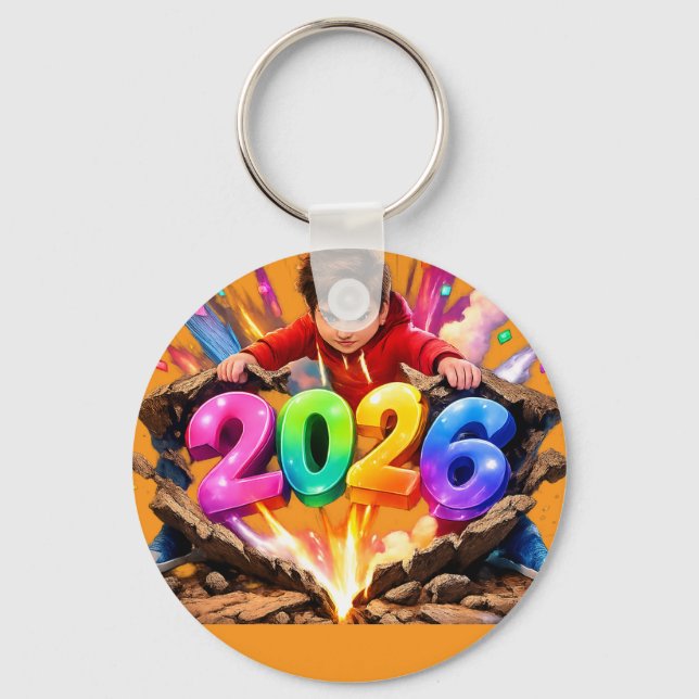 Happy New Year 2026 Colorful 3D Keychain (Front)