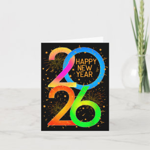 Happy New Year 2026 Colorful New Year Eve's Nye Pa Thank You Card