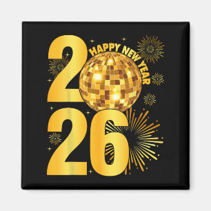 Happy New Year 2026 Coquette Bow Disco Ball New Ye Magnet
