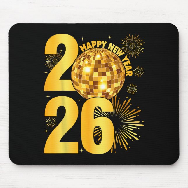 Happy New Year 2026 Coquette Bow Disco Ball New Ye Mouse Pad (Front)