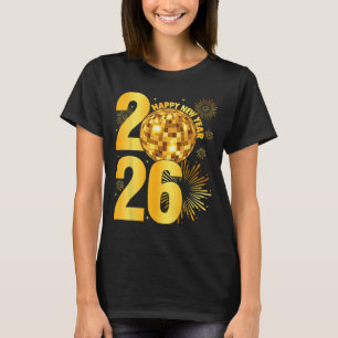 Happy New Year 2026 Coquette Bow Disco Ball New Ye T-Shirt