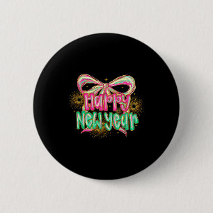 Happy New Year 2026 Coquette Bow Vintage Funny Gif 6 Cm Round Badge