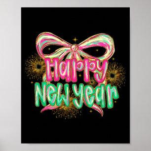 Happy New Year 2026 Coquette Bow Vintage Funny Gif Poster