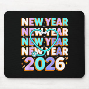 Happy New Year 2026 Coquette Bows New Years Nurse  Mouse Pad