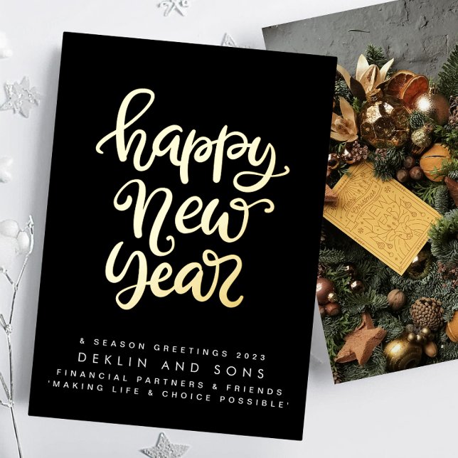 HAPPY NEW YEAR 2026 Custom Business Gold Foil Holiday Card (Creator Uploaded)