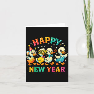 Happy New Year 2026 Cute Duck Party Gift  Card