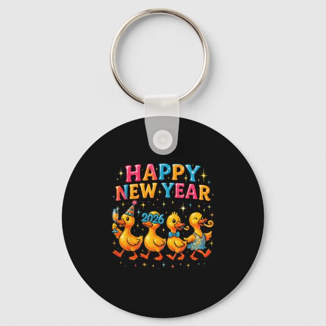 Happy New Year 2026 Cute Duck Party Gift  Key Ring (Front)