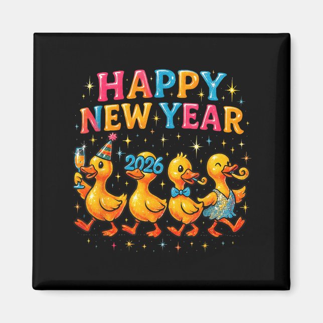 Happy New Year 2026 Cute Duck Party Gift  Magnet (Front)