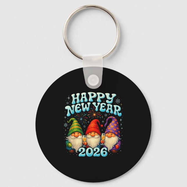 Happy New Year 2026 Cute Gnome Party Gift  Key Ring (Front)