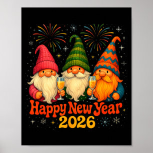 Happy New Year 2026 Cute Gnome Party Gift  Poster