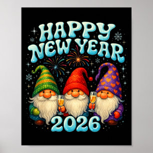 Happy New Year 2026 Cute Gnome Party Gift  Poster