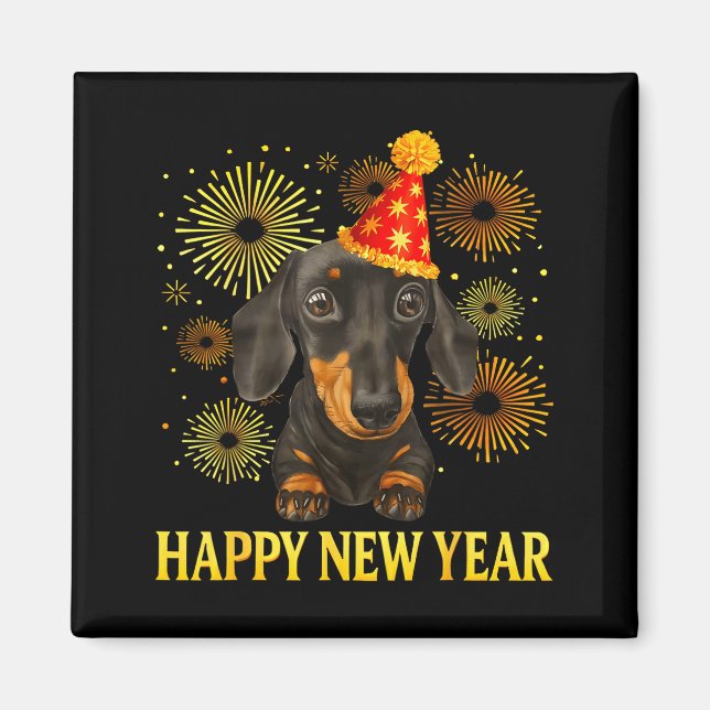 Happy New Year 2026 Dachshund Fireworks New Years  Magnet (Front)